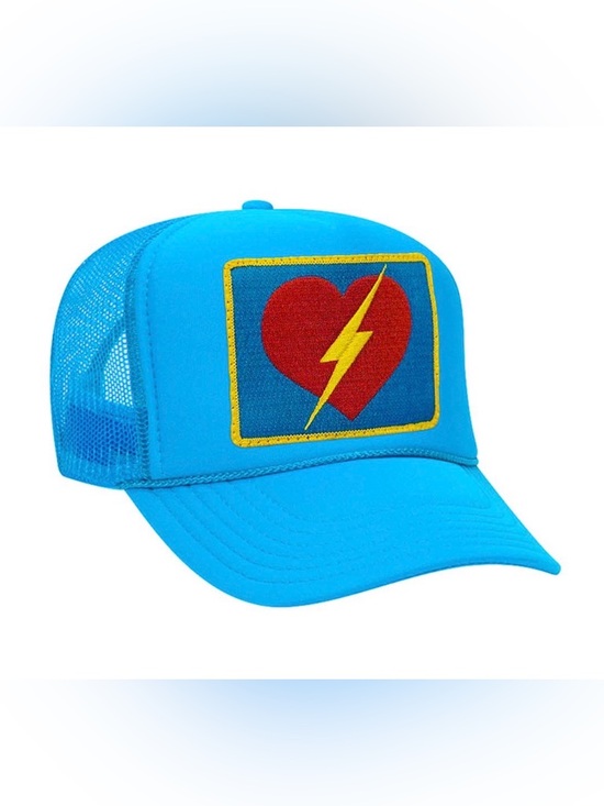 Aviator Nation Accessories - Aviator Nation Blue Vintage Bolt Heart Trucker Hat ~ Retro Beach Vibe
